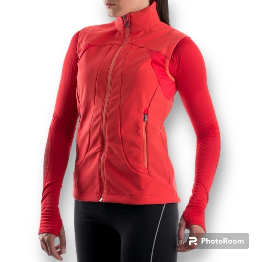 MEC Coral Pink/Orange MicroBurst XC Vest Jacket Running Hiking Technical Jacket